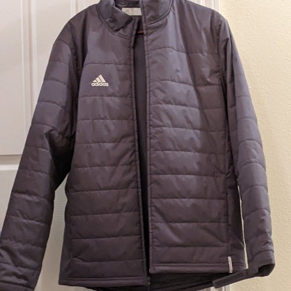Adidas Sl transition jacket men's size medium gray puffer zips up onix coat - Picture 3 of 14